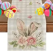 Easter Table Runner | 72in Long Farmhouse Table Runner | Linen Long Farmhouse Table Runner, Dinner Supplies, Tabletop Decor for Outdoor Picnic