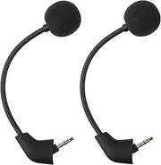 Cloud 2 Mic, 2-Pack 3.5MM Gaming Headset Microphone Boom Replacement for Kingston Cloud II Pro Silver on PS4 and Xbox One