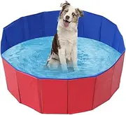 Foldable Pool,Cats Swimming Pool - 32x8 Inches Folding PVC Wading Pool for Cats and Kids Pet Puppy Bathing Tub for Kids