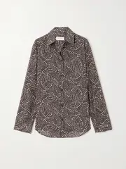 [Matteau] Matteau - + Net Sustain Floral-print Organic Cotton And Silk-blend Shirt - Brown - 2 2 Brown