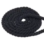 5/8inx82ft Twisted Cotton Rope 3 Strand Tug of War Rope with Sealing Tape Black