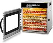 8 Tray Stainless Steel Food Dehydrator, Dehydrator Food Dryer with 30-90°C Adjustable Thermostat 24hr Digital Timer, for Drying Fruit, Pet Food, Meat, Vegetables