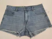 NWT Volcom Womens Jean Shorts Stoney Stretch Frayed Mid Rise Sz 28 Short Inseam