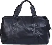 CHILDHOME, Mommy Bag, Changing Bag, Maternity, Travel Bag, Large Capacity,Changing Mat, Adjustable Shoulder Strap, Compartment, Insulated Pocket,Passage for Suitcase, Vegan Leather Simili Black