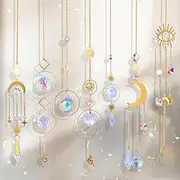Pack of 7 Crystal Sun Catchers, Sun Catcher, Garden Moon, Star, Rainbow, Hanging Crystal Window Decoration, Hanging for Mother's Day, Ramadan, Decoration, Wedding, Party