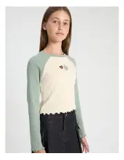 [Tilii] Long Sleeve Rib Funnel Neck Top in Sage