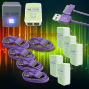 5X 4 USB PORT AC WALL ADAPTER+3FT CABLE CHARGER SYNC PURPLE FOR IPHONE IPOD IPAD