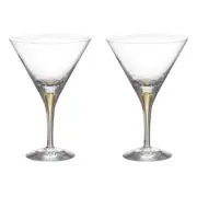 Orrefors Intermezzo Gold Crystal Martini Glass (Set of Two)