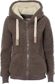 [kooosin] Kooos New Ladies Womens Soft Teddy Sherpa Fleece Hooded Jumper Hoody Jacket Coat