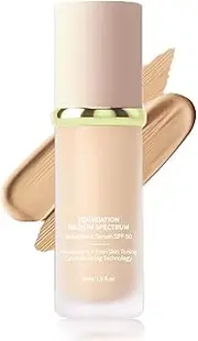 Foundation 4 in 1 - Medium Spectrum with SPF 50+, Full Coverage Concealer, Hydrating Color Changing Foundation Light Spectrum, Waterproof and Sweatproof Suitable for All Skin Types (1Pc)
