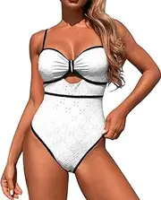 [MIYOUJ] Women's One Piece Swimsuits Tummy Control Cutout Bathing Suit High Waisted 1 Piece High Cut Swimsuit