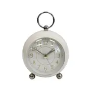 Round Metal Glass Petite 13cm Alarm Clock Bedside Analogue - Ivory