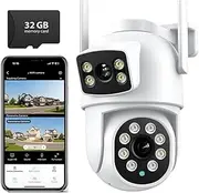 15MP WiFi Camera Outdoor Auto Tracking Multi Screens 10X Digital Zoom PTZ Security Protection CCTV Surveillance(EU Plug,10MP 32GB Card)