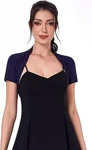 [AmélieBoutik] Women Short Sleeve Open Front Bolero Cropped Cardigan Shrug