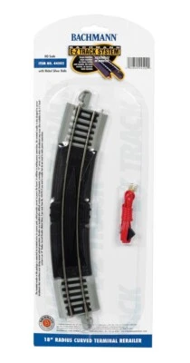 Bachmann HO Scale Nickel Silver/Gray EZ-Track 18in Curve Terminal Rerailer