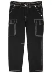 True Religion Embroidered Cotton Cargo Trousers - Black - 30 (W30 / S) 30 (W30 / S)
