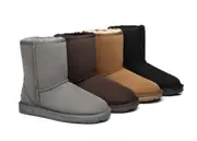 EVERAU® UGG Boots Premium Australian Sheepskin Wool Short Classic - Grey / AU Ladies 9 / AU Men 7 / EU 40
