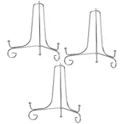 3Pcs 7 Inch Plate Stands for Display Iron Folding Easel Plate Holders, Silver