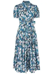 Diane Von Furstenberg Queena Printed Cotton-blend Shirt Dress - Blue - M (UK12 / M) M (UK12 / M)