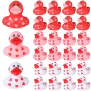24 Pcs Valentine Rubber Ducks Bulk 2 Inch Mini Love Heart Ducks Pink Red Whit...