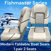 QUINTREX SUITABLE BOAT SEAT FOLDABLE FISHMASTER SET OF 2 SEATS GREY WHITE