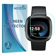 [3 Pack] Fitbit Versa 4 Ultra Clear Screen Protector TPU Film for Fitness Tracker by MEZON – High Protection, Shock Absorption (Versa 4, Clear)