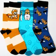 Controller Gear Super Mario Bros 3 Pair Crew Socks 8 Bit Retro 3 Sock Pairs New
