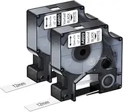 NineLeaf 2 Pack Replacement for Dymo D1 45013 S0720530 A45013 12mm x 7m 0.47'' 1/2 inch Black on White Label Tape for Label Writer 300 350 350D 450D 500TS PC PC II Wireless PnP ColorPop Label Maker