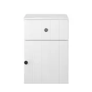 European Cabinetry White VJ Panel Round Black Handles Porto Bedside Table