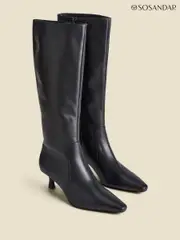Sosandar Black Knee High Low Heel Boots (AH9297) | $381