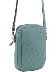 [PIERRE CARDIN] Leather Textured Design Phone Bag in Blue