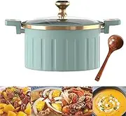 2023 Non-stick Micro Pressure Cooker with Wooden Spoon, 8L Large Capacity Multifunctional Plumpy Non-stick Micro Pressure Pot, Steam Boil Fry Integrated Enamel Soup Pot for Kitchen (Blue)