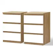 ALFORDSON Set of 2 Bedside Table Nightstand 3 Drawers Side End Table Wood and White