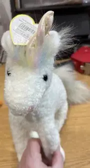 Vintage Ty Classic "SPARKLES" the White Unicorn with PINK Mane & Tail. NEW w/tag