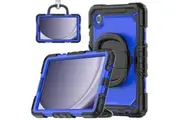 WASSUP Samsung Galaxy Tab A9 8.7 inch 2023 Case With Screen Protector 360 Degree Handle Ring Folding Stand-Black&Blue