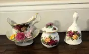 Lot of 3 OLD COUNTRY ROSES Jam Condiment Pot, night light & bell ~ MINT!