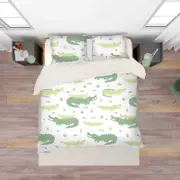 3D Green Crocodile Quilt Cover Set Bedding Set Pillowcases 147
