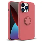 ZUSLAB iPhone 14 Pro Max Case Silicone Stand Magnetic Finger Ring Kickstand Bumper Protective Cover for Apple (2022) - Coral Red