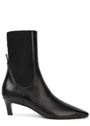 Totême The Mid Heel Leather Ankle Boots - Black - 6 6