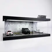 Hot Cars Wheels Display Case - 1/64 Scale Die-cast Model Car Display Case with LED Light and Acrylic Cover, Hot Diecast Wheels Parking Garage Dioramas with 9 Parking Spaces (86)