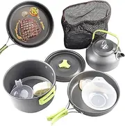 Camp Cooking Set | Foldable Backpacking Cooking Set,Heat-Resistant Aluminum Stackable Utensils for Picnic Apartment Tailgating Hiking Beach