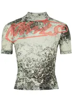 Knwls Logo Printed Stretch-mesh top - Black - M (UK12 / M) M (UK12 / M)