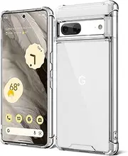 KIOMY Case for Google Pixel 7 Shockproof Bumper Protective Cover Hybrid Design Hard PC Back + Flexible TPU Raised Bezel Slim Fit with Airbags Corners Crystal Clear