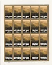 West Virginia Sheet of 20 Forever Postage Stamps Scott 4790 By USPS