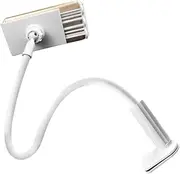 LIGIGWASH Long Arm Cell Phone Holder Flexible Gooseneck Stand for Smartphones Tablets Rotating Bracket for Home Office and Travel White