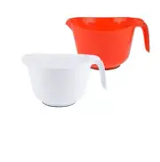 Cooking Concepts Red & White Mixing Bowl 2.5qt Handle & Pouring Spout - Set of 2