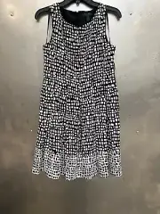 Lauren Ralph Lauren Dress Womens 8P Black White Summer Boho Peasant Flared