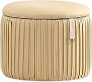 Polyester Ottomans with Wooden Frame Modern Stuffed Pouf Ottoman Sturdy Vanity Stool Compact Storage Stool Ottoman