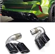 Quad Carbon Exhaust Tip Compatible For BMW G05 X6 G06 X7 G07 2019 2020 X5M Look Muffler Tip 304 Stainless Steel Car Exhaust Tip TailTip(3.0t Black)