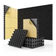 24 Pack Self Adhesive Egg Crate Sound Proof Foam Panels 1x12x12Inch,7744